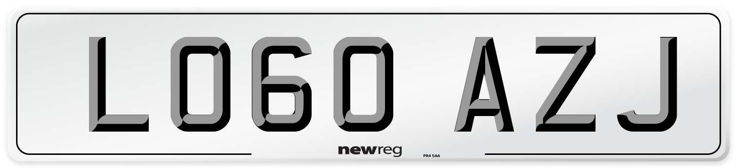 LO60 AZJ Number Plate from New Reg